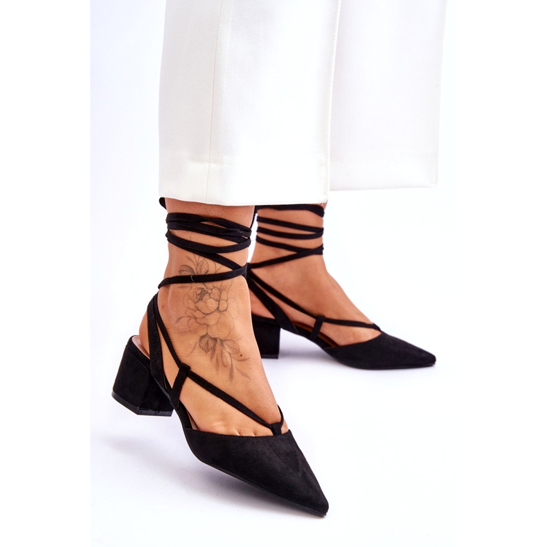 Black Carlotte Knotted Low Heel Pumps 3