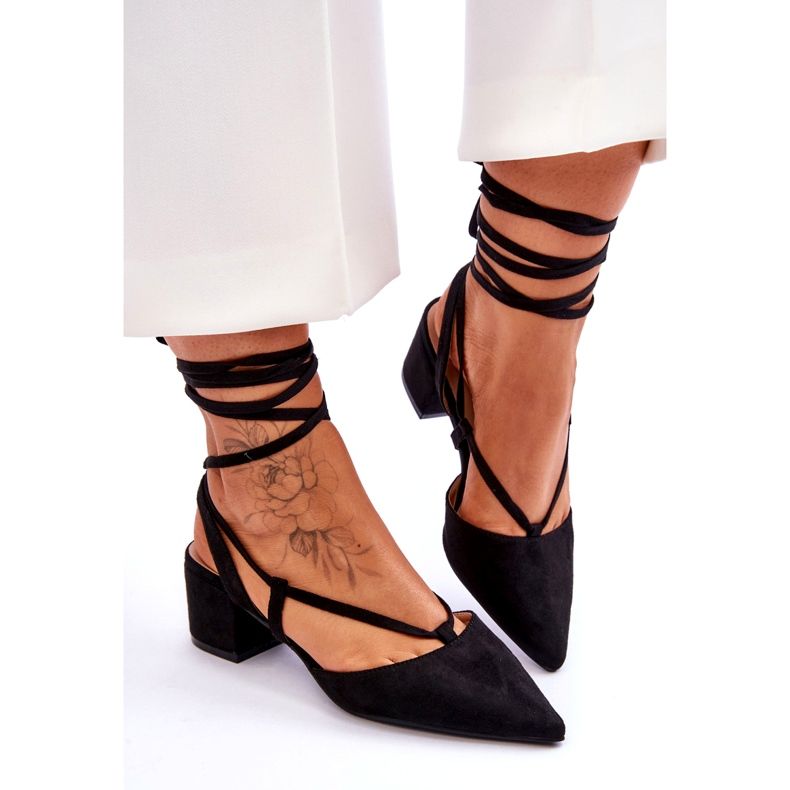 Black Carlotte Knotted Low Heel Pumps 4