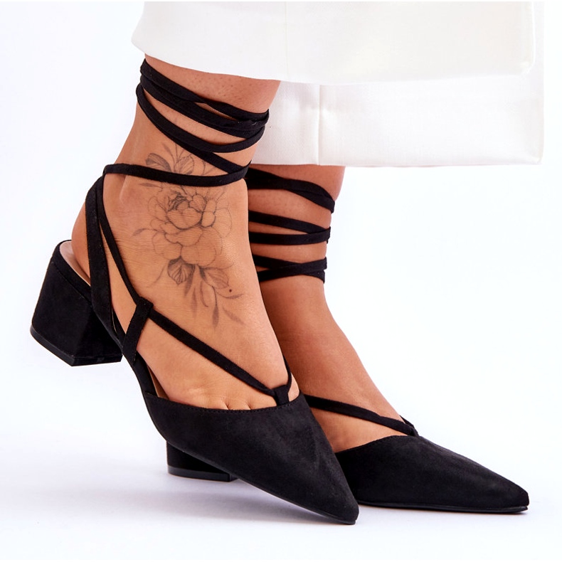 Black Carlotte Knotted Low Heel Pumps 6