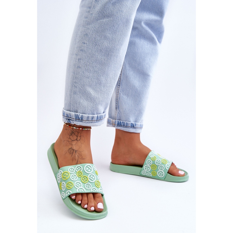 Women's Slippers With Emoticons Green Cosette 1