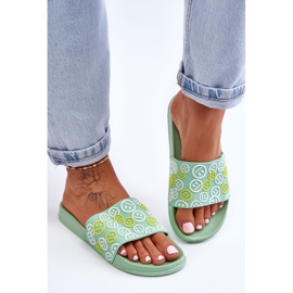 Women's Slippers With Emoticons Green Cosette 2