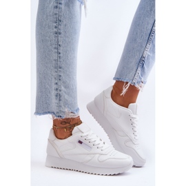 PM1 White Merida Leather Lace-up Platform Sports Shoes 1