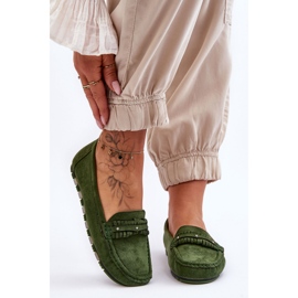 PG1 Women's Suede Loafers Green Clorie 2