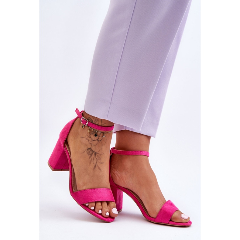 Fuchsia Madame Suede High Heel Sandals pink 2