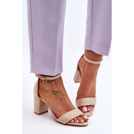 Suede Sandals On High Heels Beige Madame 2