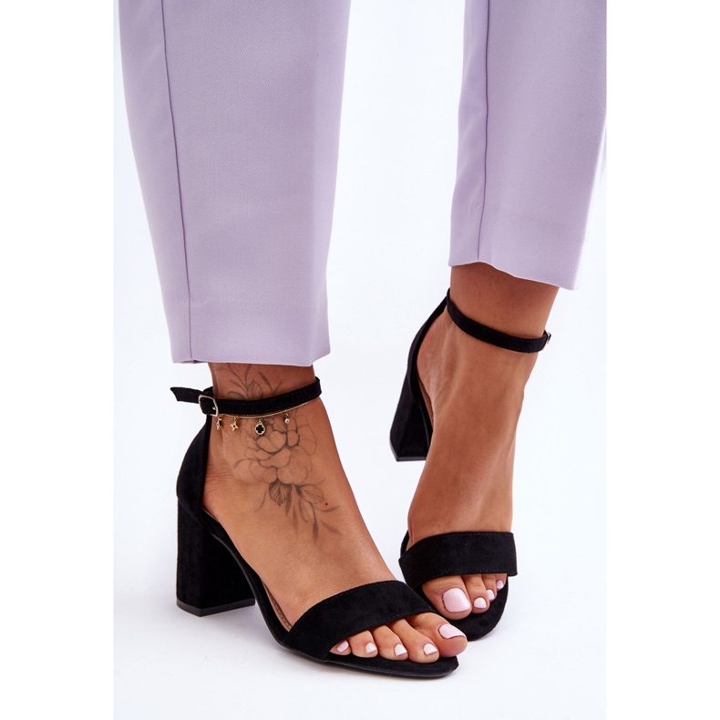 Black Madame Suede High Heel Sandals 2