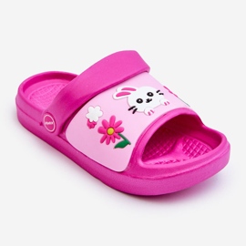 WJ1 Light Children's Flip Flops Sandals With Animal Theme Fuchsia Rico pink 1