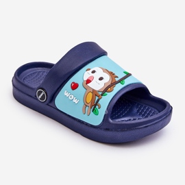 Light Children's Flip Flops Sandals With Animal Motif Navy Rico blue 1