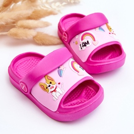 WJ1 Light Children's Flip Flops Sandals With A Dog Motif Fuchsia Rico pink 2
