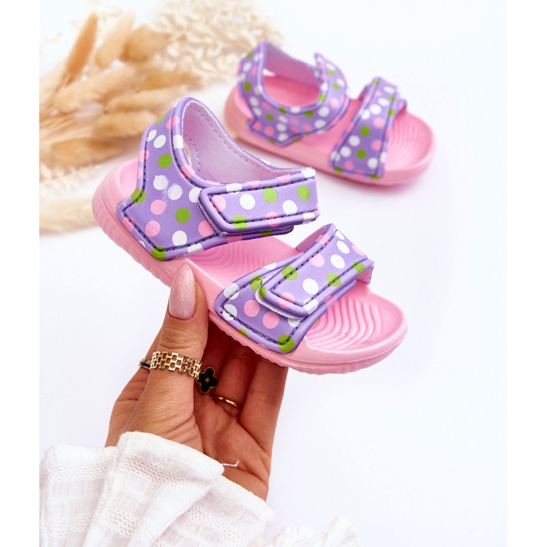 Children's Foam Light Sandals Patterned Pink-Purple Malaga 1