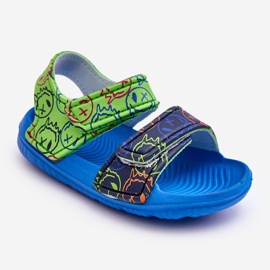 Children's Foam Light Sandals Patterned Blue And Green Malaga 1