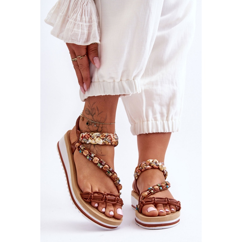 Comfortable Women's Wedge Sandals Brown Jodie 1