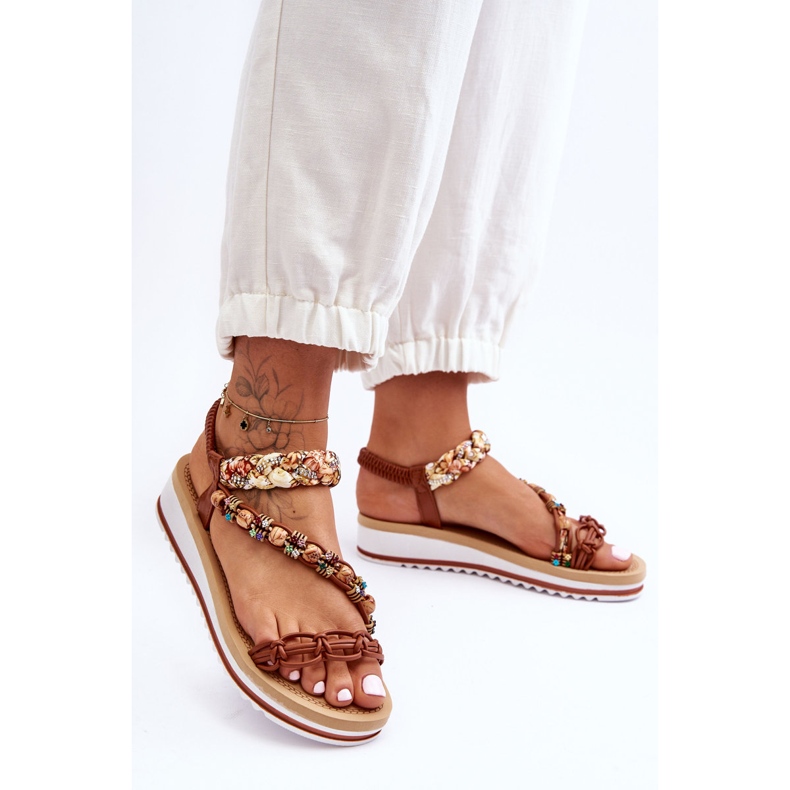 Comfortable Women's Wedge Sandals Brown Jodie 2