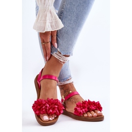 Women's Sandals With Fabric Flowers Fuchsia Fiori pink 2