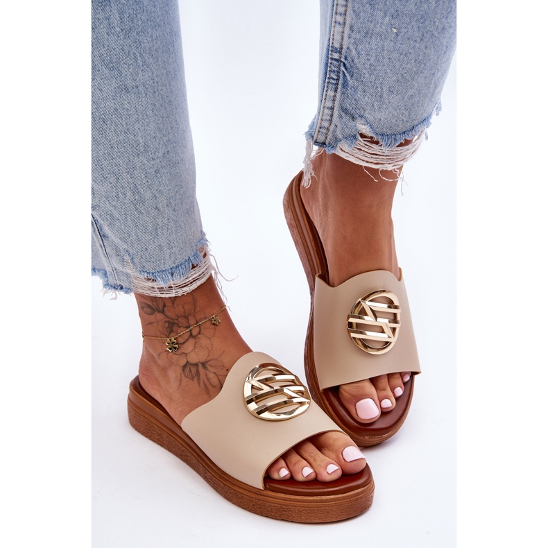 Women's Slippers Beige Secrets With Decoration 1
