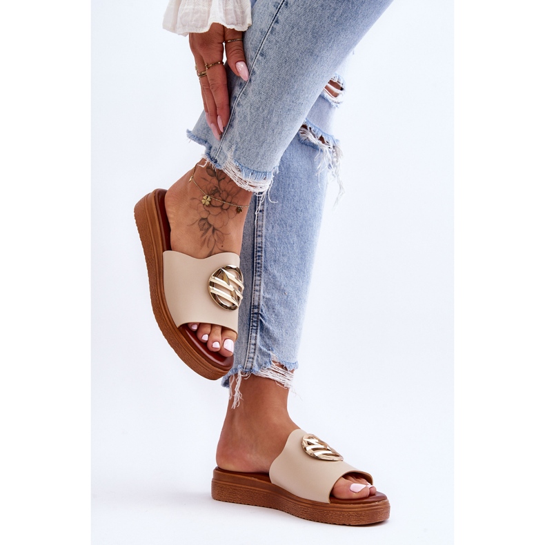 Women's Slippers Beige Secrets With Decoration 2