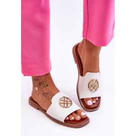 Women's Classic Flat Heel Slippers White Larotte 1