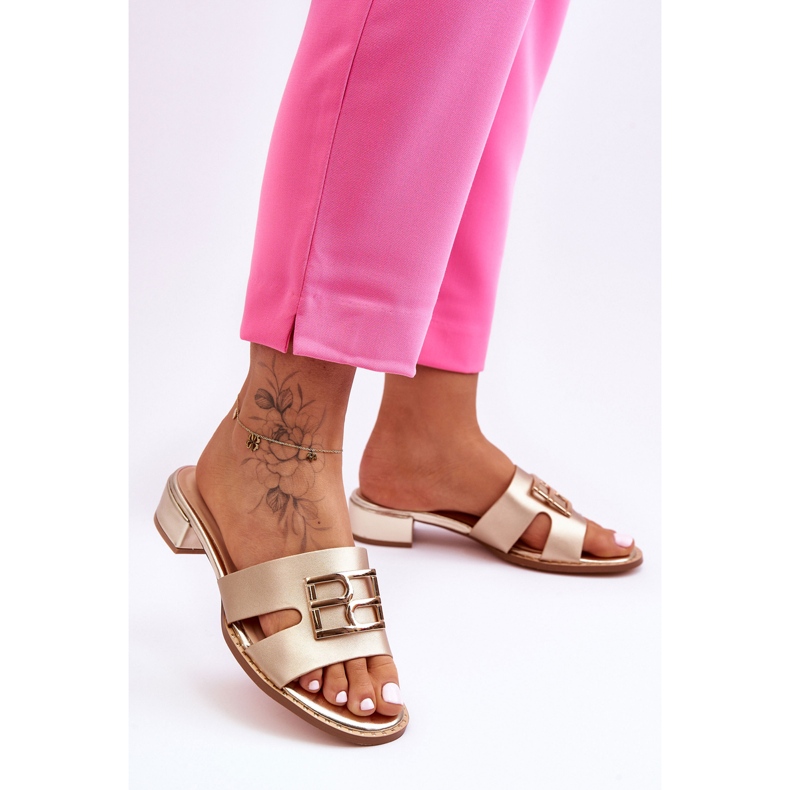 Women's Elegant Slippers With Golden Atlantis Decoration 1