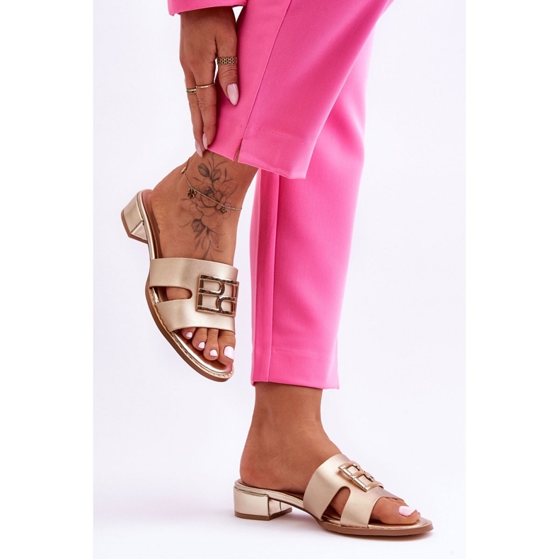 Women's Elegant Slippers With Golden Atlantis Decoration 2