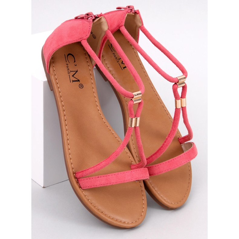 Leehom Red suede women's sandals pink 1