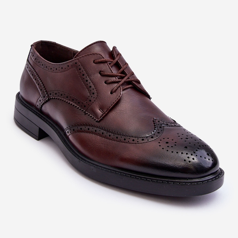 WD1 Men's Elegant Leather Shoes Brown Gustavo 1