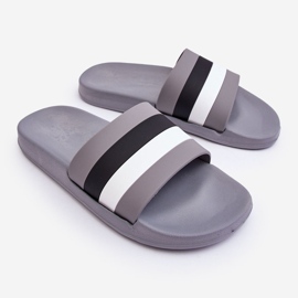 WJ1 Gray Vision Men's Striped Slippers grey 1