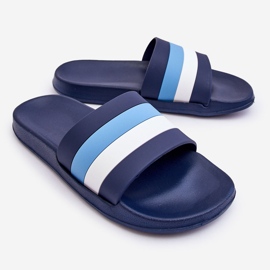 Men's Navy Blue Vision Striped Slippers 1