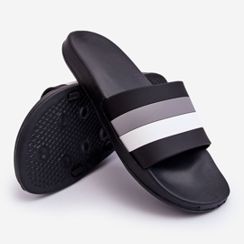 WJ1 Men's Black Vision Striped Slippers 2 WJ1 Men's Black Vision Striped Slippers 2