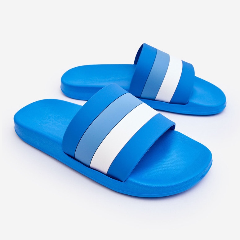 WJ1 Men's Blue Vision Striped Slippers 1