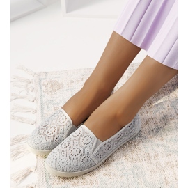 HJ1709 Gray Openwork Slip-On Sneakers grey 1