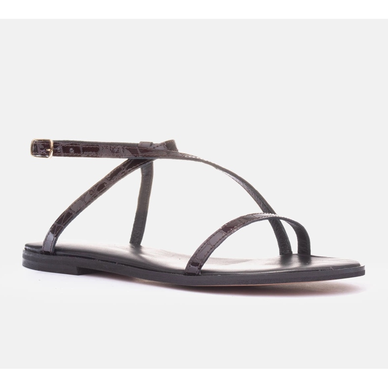 Marco Shoes Burgundy leather flat sandals red 1