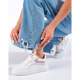 Comfortable Shelovet women's sports shoes white purple pink grey 2