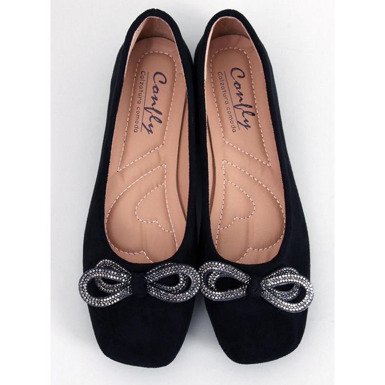 Serna Nero bow suede ballet flats black 1