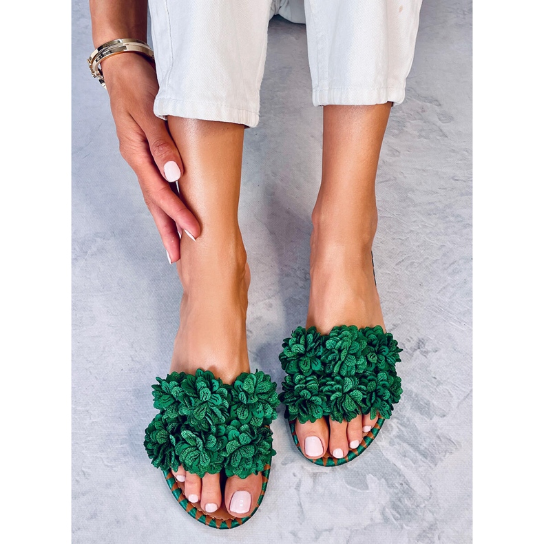 Prima Green flower slippers 2 Prima Green flower slippers 2