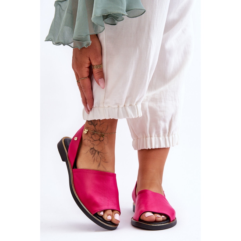 Lemar Fuchsia Alivia Leather Slip-on Sandals pink 1