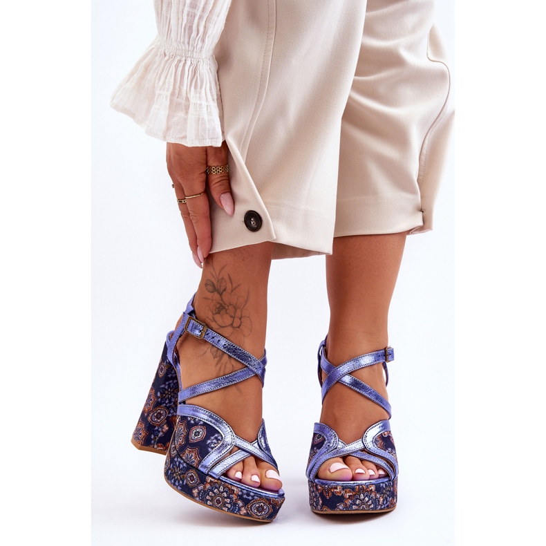 Leather Heels Sandals Maciejka 06084-17 Navy Blue 2 Leather Heels Sandals Maciejka 06084-17 Navy Blue 2