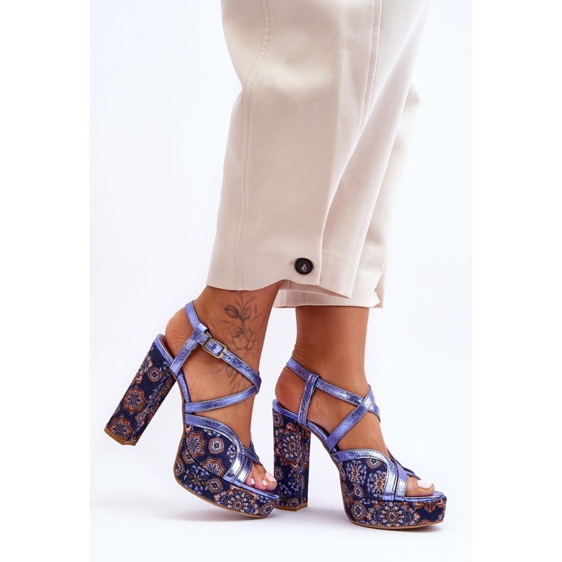 Leather Heels Sandals Maciejka 06084-17 Navy Blue 1 Leather Heels Sandals Maciejka 06084-17 Navy Blue 1