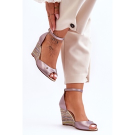 Leather Wedge Sandals Laura Messi 2603/783 Silver 2