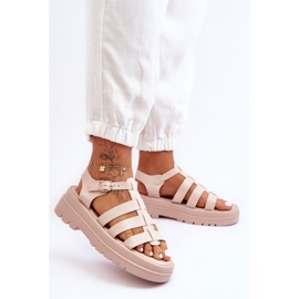 Leather Sandals With Beige Colet Stripes 1