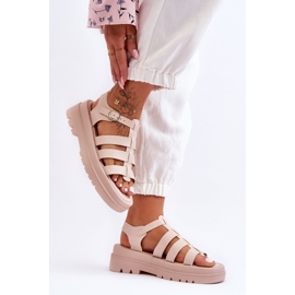Leather Sandals With Beige Colet Stripes 2