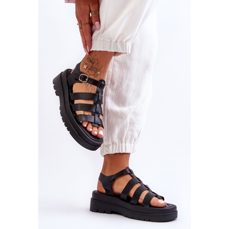 Leather Sandals With Black Colet Straps 1