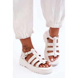 Leather Sandals With White Colet Stripes 1