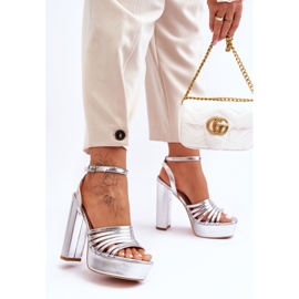 Sandals On A High Heel Silver Maya 2