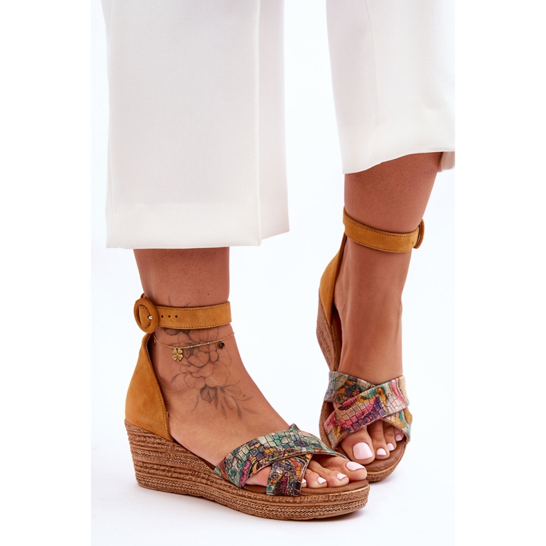 Maciejka Suede Wedge Sandals 04565-43 Orange 1