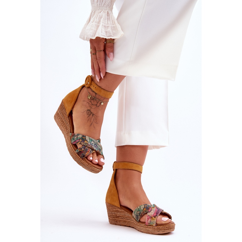 Maciejka Suede Wedge Sandals 04565-43 Orange 2