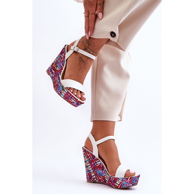Women's Sandals On A Colorful Wedge White Malibu 2