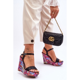 Women's Sandals On A Colorful Wedge Black Malibu 2