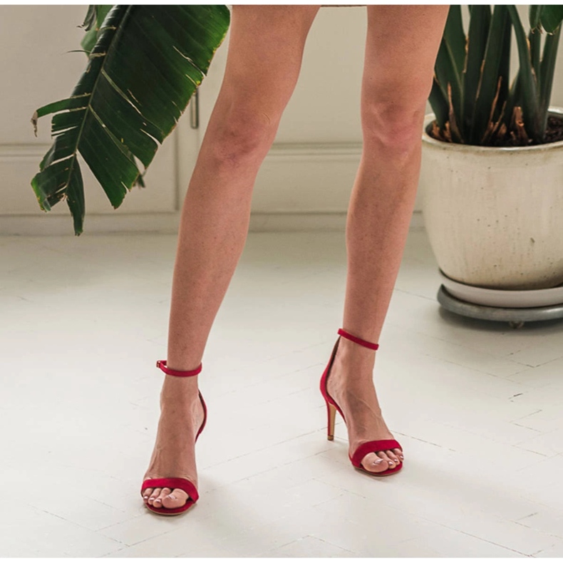 Marco Shoes Elegant sandals made of natural suede red 1