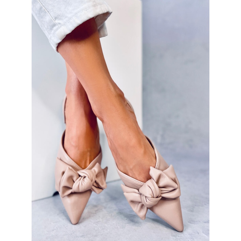 Loon Beige open heel ballet flats 1