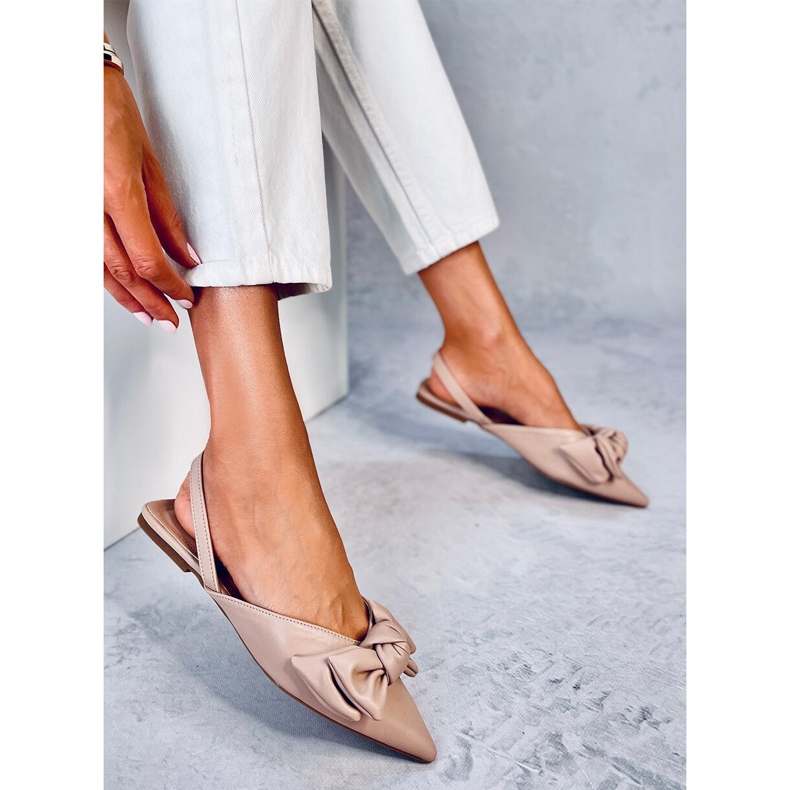 Loon Beige open heel ballet flats 2